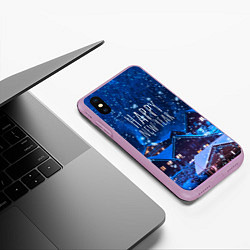 Чехол iPhone XS Max матовый Happy New Year, цвет: 3D-сиреневый — фото 2