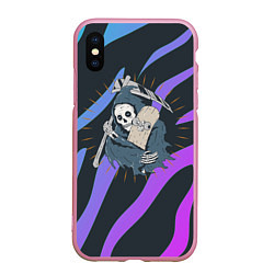 Чехол iPhone XS Max матовый Skate or die art, цвет: 3D-розовый