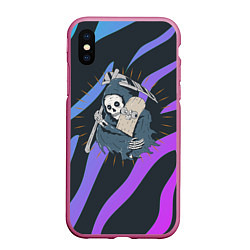 Чехол iPhone XS Max матовый Skate or die art, цвет: 3D-малиновый