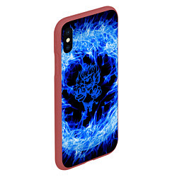 Чехол iPhone XS Max матовый Лев в синем пламени, цвет: 3D-красный — фото 2