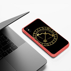 Чехол iPhone XS Max матовый Стрелец в золотом стиле, цвет: 3D-красный — фото 2