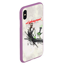 Чехол iPhone XS Max матовый CYBERPUNK 2077, цвет: 3D-фиолетовый — фото 2