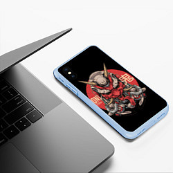 Чехол iPhone XS Max матовый Cyber Oni Samurai, цвет: 3D-голубой — фото 2