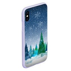 Чехол iPhone XS Max матовый Снежинки в лесу, цвет: 3D-светло-сиреневый — фото 2