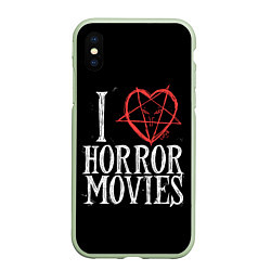 Чехол iPhone XS Max матовый I Love Horror Movies, цвет: 3D-салатовый