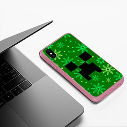 Чехол iPhone XS Max матовый ЗИМНИЙ MINECRAFT, цвет: 3D-малиновый — фото 2