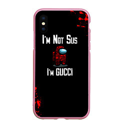Чехол iPhone XS Max матовый Among Us Gucci, цвет: 3D-розовый