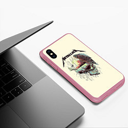 Чехол iPhone XS Max матовый Metallica, цвет: 3D-малиновый — фото 2