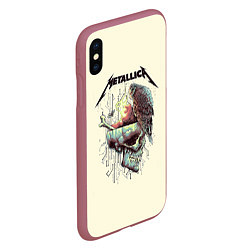 Чехол iPhone XS Max матовый Metallica, цвет: 3D-малиновый — фото 2