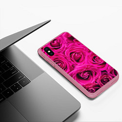 Чехол iPhone XS Max матовый Розы, цвет: 3D-малиновый — фото 2