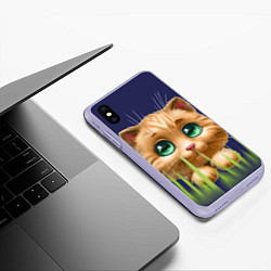 Чехол iPhone XS Max матовый Зелёная трава, цвет: 3D-светло-сиреневый — фото 2