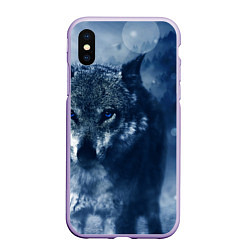 Чехол iPhone XS Max матовый Красивый волк, цвет: 3D-светло-сиреневый
