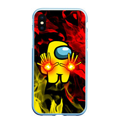 Чехол iPhone XS Max матовый Маг огня Among us, цвет: 3D-голубой