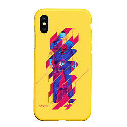 Чехол iPhone XS Max матовый Cyberpunk 2077, цвет: 3D-желтый