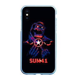 Чехол iPhone XS Max матовый Sum 41 череп, цвет: 3D-голубой