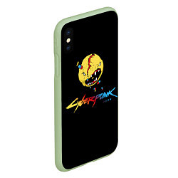 Чехол iPhone XS Max матовый Cyberpunk 2077, цвет: 3D-салатовый — фото 2