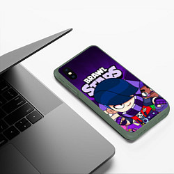 Чехол iPhone XS Max матовый BRAWL STARS EDGAR, цвет: 3D-темно-зеленый — фото 2