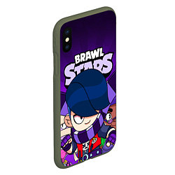 Чехол iPhone XS Max матовый BRAWL STARS EDGAR, цвет: 3D-темно-зеленый — фото 2