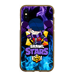 Чехол iPhone XS Max матовый BRAWL STARS EDGAR, цвет: 3D-коричневый