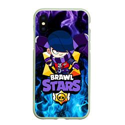 Чехол iPhone XS Max матовый BRAWL STARS EDGAR, цвет: 3D-салатовый