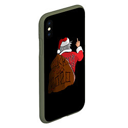 Чехол iPhone XS Max матовый Santa claus, цвет: 3D-темно-зеленый — фото 2