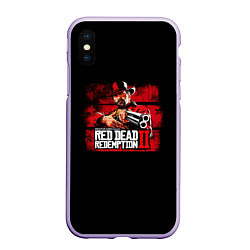 Чехол iPhone XS Max матовый Red dead redemption 2, цвет: 3D-светло-сиреневый