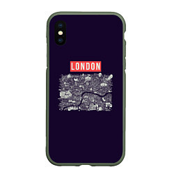Чехол iPhone XS Max матовый LONDON, цвет: 3D-темно-зеленый