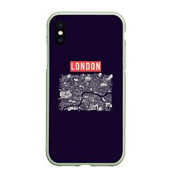 Чехол iPhone XS Max матовый LONDON, цвет: 3D-салатовый