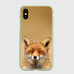 Чехол iPhone XS Max матовый Милая лисичка, цвет: 3D-салатовый