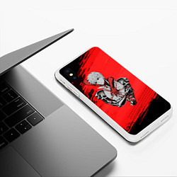 Чехол iPhone XS Max матовый Генос One Punch Man, цвет: 3D-белый — фото 2