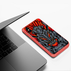 Чехол iPhone XS Max матовый Механический дракон, цвет: 3D-красный — фото 2