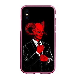 Чехол iPhone XS Max матовый Дьявол, цвет: 3D-малиновый