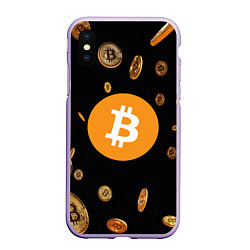 Чехол iPhone XS Max матовый BITCOIN, цвет: 3D-светло-сиреневый