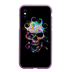 Чехол iPhone XS Max матовый ЧЕРЕП, цвет: 3D-фиолетовый