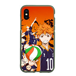 Чехол iPhone XS Max матовый ВОЛЕЙБОЛ!! HAIKYUU!!, цвет: 3D-темно-зеленый