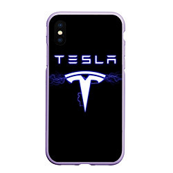 Чехол iPhone XS Max матовый TESLA, цвет: 3D-светло-сиреневый