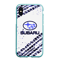 Чехол iPhone XS Max матовый SUBARU, цвет: 3D-мятный