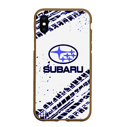 Чехол iPhone XS Max матовый SUBARU, цвет: 3D-коричневый