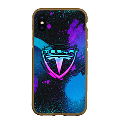 Чехол iPhone XS Max матовый TESLA NEON