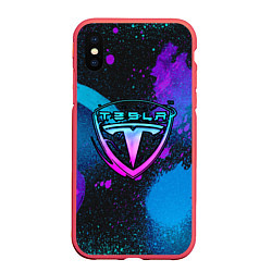 Чехол iPhone XS Max матовый TESLA NEON