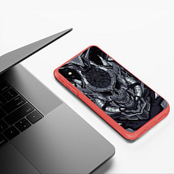Чехол iPhone XS Max матовый Механический робот, цвет: 3D-красный — фото 2