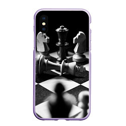 Чехол iPhone XS Max матовый Шахматы фигуры доска ход мат, цвет: 3D-светло-сиреневый