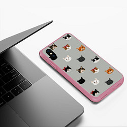 Чехол iPhone XS Max матовый Кошечки, цвет: 3D-малиновый — фото 2