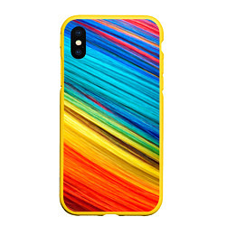 Чехол iPhone XS Max матовый Цветной мех диагональ, цвет: 3D-желтый