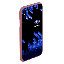 Чехол iPhone XS Max матовый Subaru, цвет: 3D-малиновый — фото 2