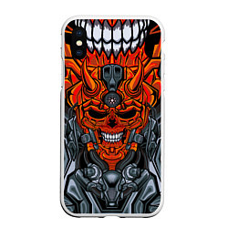 Чехол iPhone XS Max матовый CyberSkull, цвет: 3D-белый