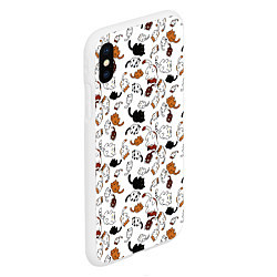 Чехол iPhone XS Max матовый Коты Паттерн, цвет: 3D-белый — фото 2