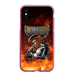 Чехол iPhone XS Max матовый VALHEIM ВАЛЬХЕЙМ Z, цвет: 3D-малиновый