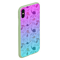 Чехол iPhone XS Max матовый Котики в полете, цвет: 3D-салатовый — фото 2