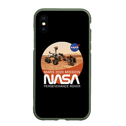 Чехол iPhone XS Max матовый NASA - Perseverance, цвет: 3D-темно-зеленый